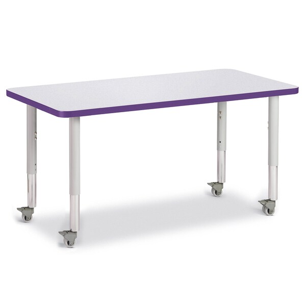 Jonti-Craft Berries Rectangle Activity Table, 24 in. x 48 in., Mobile, Freckled Gray/Purple/Gray 6403JCM004 - main
